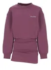 Attico Burgundy Draped Mini Dress With Long Sleeves In Purple
