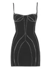 Attico Black Sablè Crystal Hotfix Bustier Minidress In Black