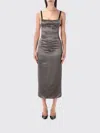 Attico Open-back Satin Midi Dress In Brown