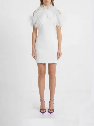 Attico Mini Feather Dress In White
