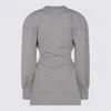 Attico Grey Mini Dress With V Neck And Logo Lettering On The Front In Gray