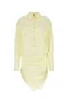 Attico Hatty Shirt Minidress In Yellow