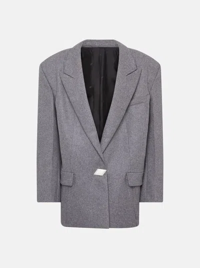 Attico Single-button Wool-blend Blazer In Grey