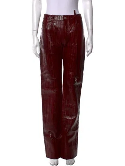 Pre-owned Attico Eel Skin Wide Leg Pants W/ Tags In Red