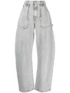 Attico Effie High-waist Wide-leg Jeans In Gray