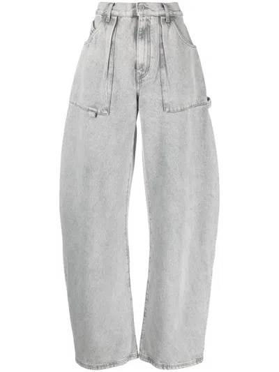 Attico Effie High-waist Wide-leg Jeans In Grau
