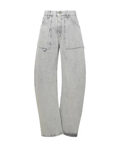 Attico Effie High-waist Wide-leg Jeans In Gray