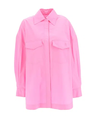Attico Elaine Buttoned Overshirt In Pink