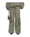 Attico Women's Wide Leg High-waisted Pants With Adjustable Elastic In Military In Green