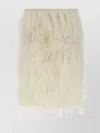 Attico Elastic Waistband Feather Detailed Skirt In Neutral