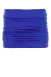 Attico Blue Gathered Miniskirt In Blue