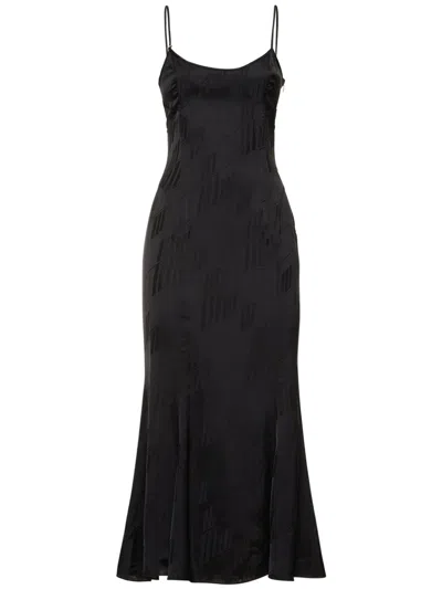 Attico Elegant Long Black Dress In Multi