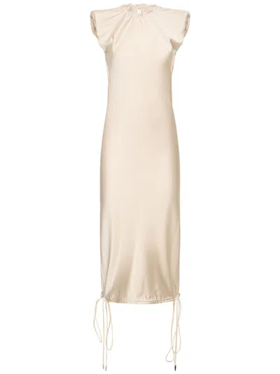 Attico Elegant Long Cream Dress In Multi