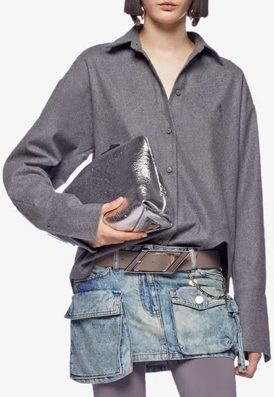 Attico Eliza Asymmetrical Shirt In Gray