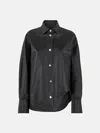 Attico Long-sleeved Leather Shirt In Black