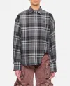 Attico Oversized Check Pattern Shirt With Bell Sleeves In Grey
