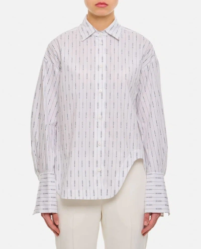 Attico Eliza Jacquard Logo Cotton Shirt In White