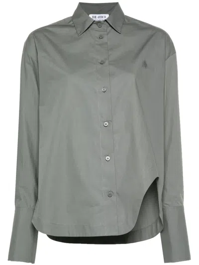 Attico Eliza Logo-embroidered Shirt In Grey