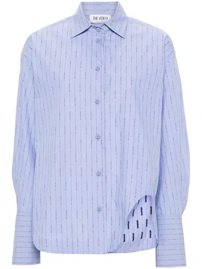 Attico Women's Eliza Striped Shirt In Blue Navy Sky