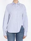 Attico Blue And White Striped Oversized Cotton Shirt In Blue