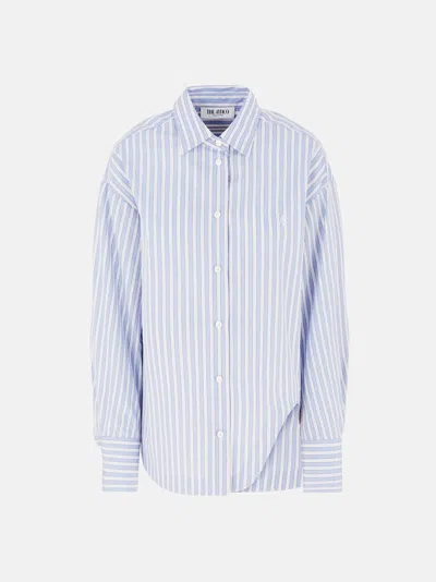 Attico Eliza'' White And Navy Blue Shirt In White/navy Blue