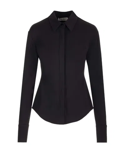 Attico Elton Fitted-waistline Shirt In Black