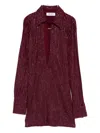 Attico Embellished Collared Dress In Burgundy