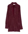 Attico Embellished Collared Dress In Burgundy