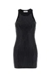 Attico Sleeveless Cotton Top Crystal Studs In Black