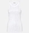 Attico White Tank Top With Multicolor Rhinestone In Jersey Woman In White