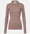 Attico Faded Mud Long Sleeve Vertical Striped T-shirt In Beige