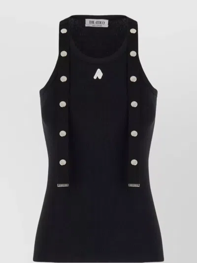 Attico Embellished Crew Neck Top In Black
