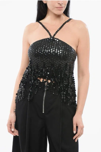 ATTICO EMBELLISHED HALTER NECK TOP
