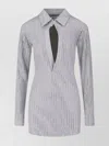 Attico Fitted Grey Mini Dress With Reflective Embellishments In Multi