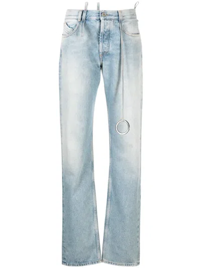 Attico Logo-ring Mid-rise Tapered Jeans In Blue