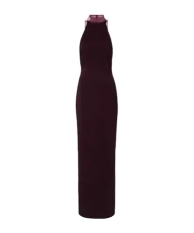 Attico Embellished Satin Gown In Burgundy