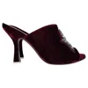 Attico Embellished Star Heeled Mule Sandals In Burgundy Velvet In Red