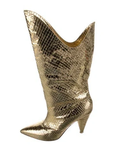 Pre-owned Attico Embossed Leather Animal Print Boots
