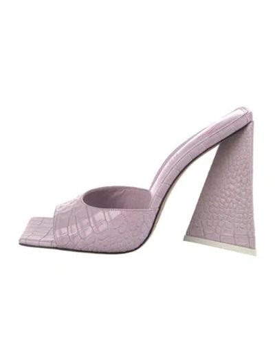 Pre-owned Attico Embossed Leather Animal Print Slides In Purple