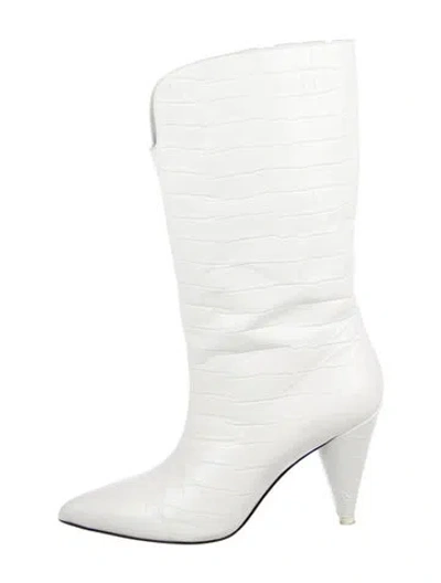 Pre-owned Attico Embossed Leather Boots In White