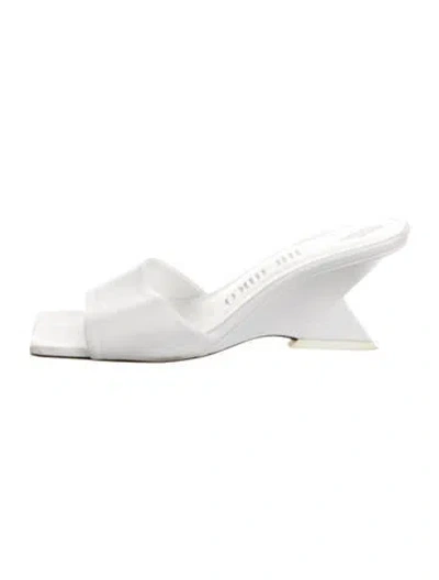Pre-owned Attico Embossed Leather Slides In White