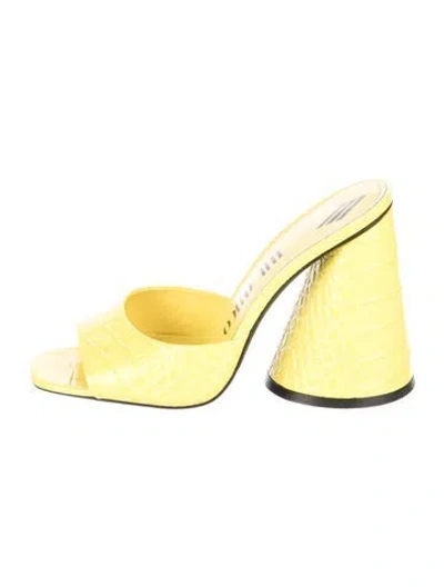 Pre-owned Attico Embossed Leather Slides In Yellow