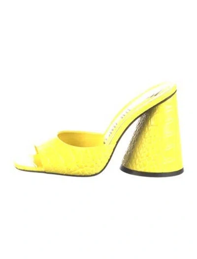 Pre-owned Attico Embossed Leather Slides In Yellow