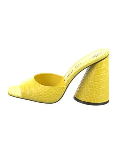Pre-owned Attico Embossed Leather Slides In Yellow