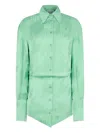 Attico Embossed-pattern Shirt Dress In Green