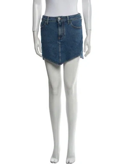 Pre-owned Attico Embroidered Accent Mini Skirt In Blue