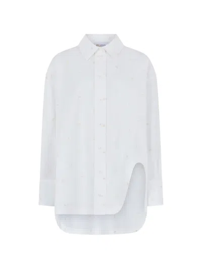 Attico Embroidered Asymmetric-hem Shirt In White