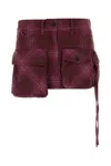 Attico Embroidered Cotton Blend Mini Skirt In Burgundy