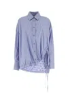 Attico Striped Drawstring-hem Asymmetric Shirt