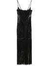 Attico Illusion Embroidered Tulle Long Dress In ブラック